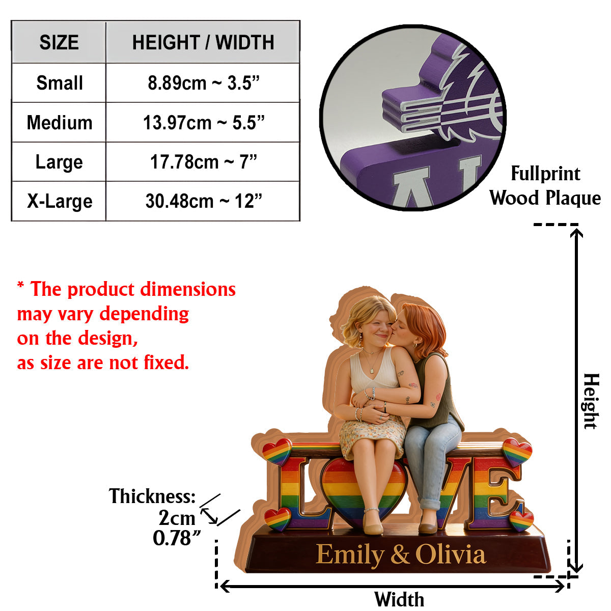 Happy Pride Month - Personalized LGBT Support Custom Shaped Wood Plaque