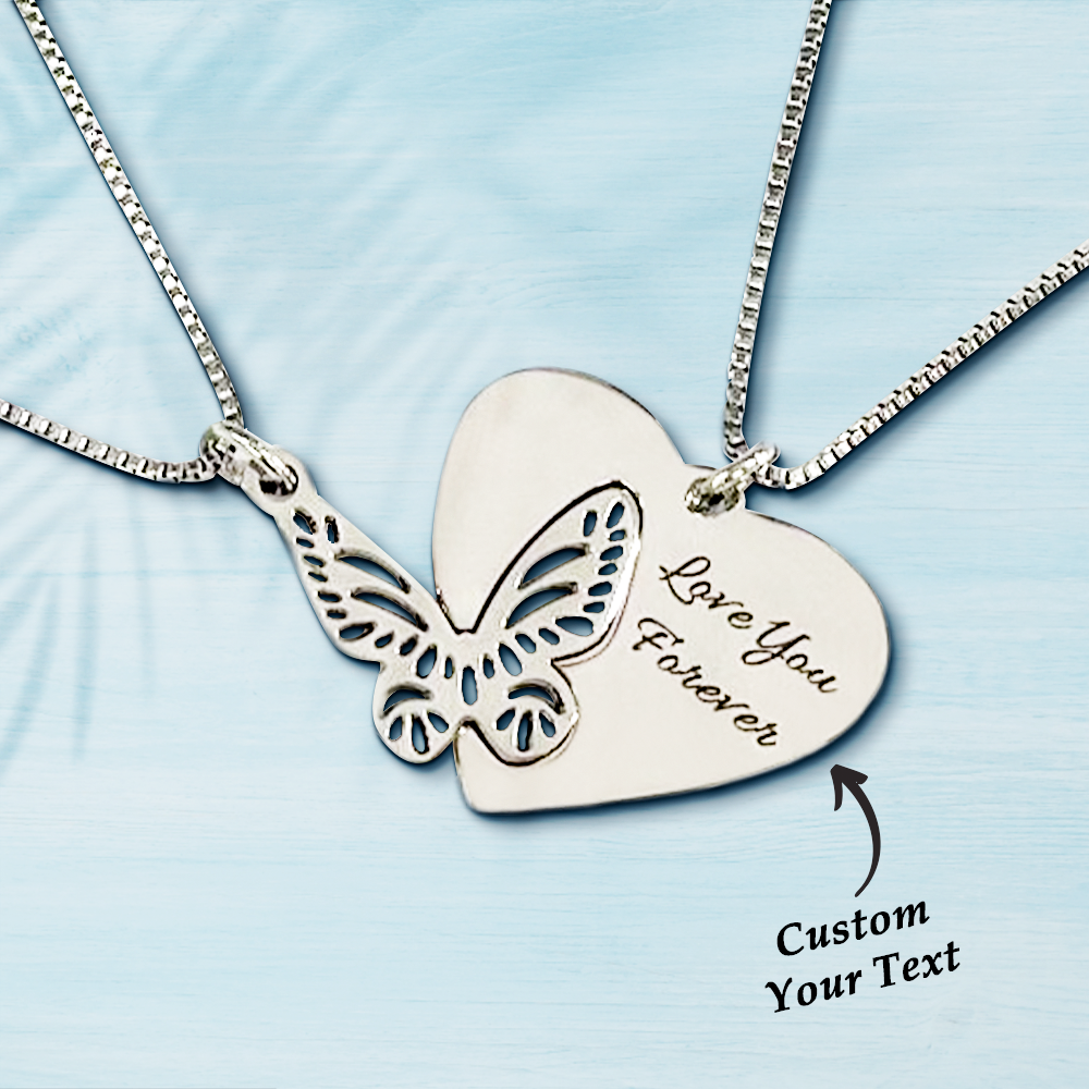 Butterfly Matching Couple - Personalized Couple Matching Necklace