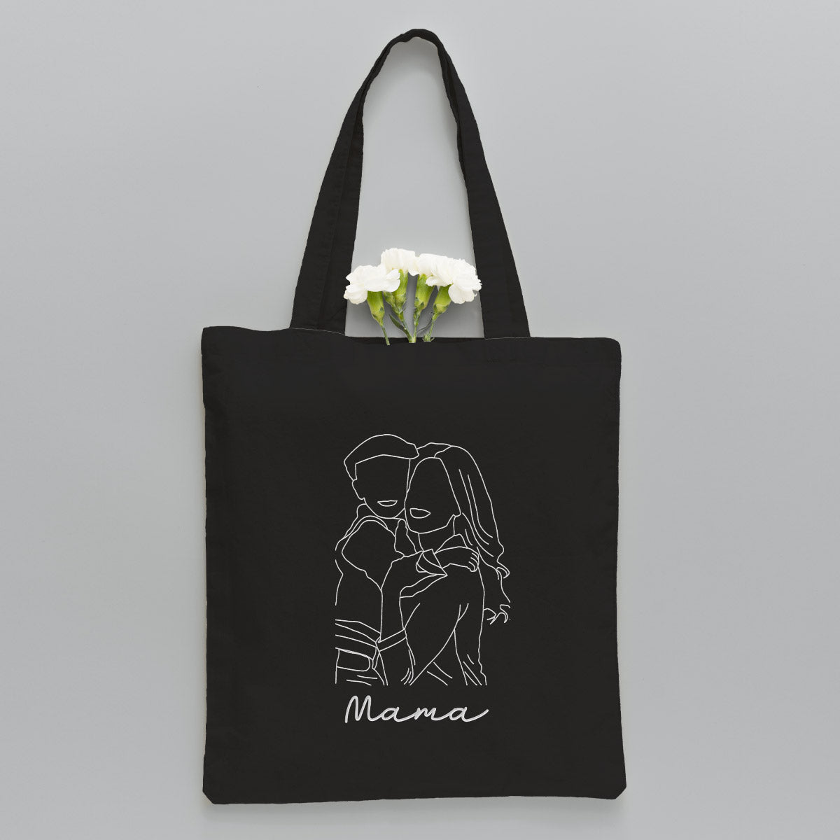 Custom Photo Line Art - Personalized Step Mom Embroidered Tote Bag