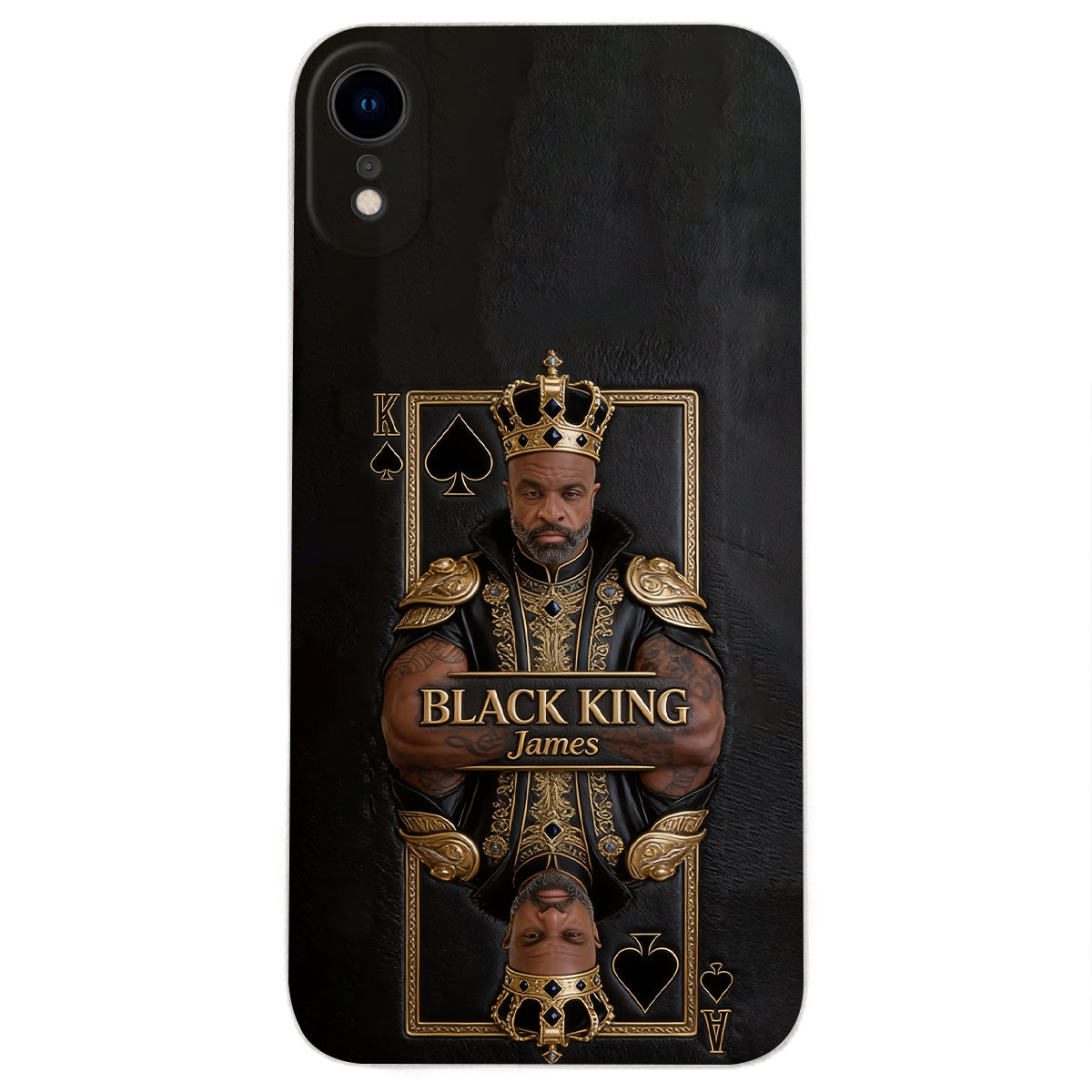 Black King - Personalized African American 3D Embossed Leather Phone Case