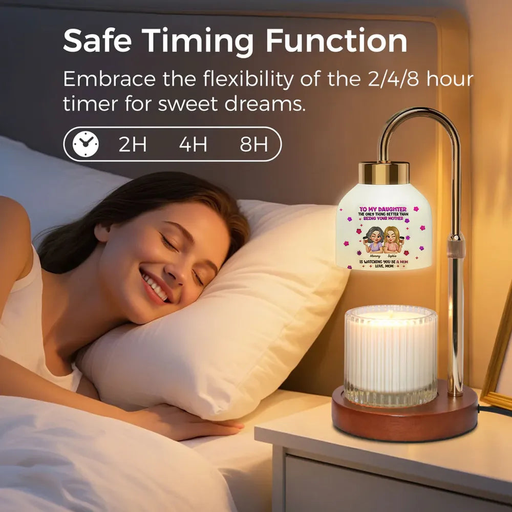 Personalized Candle Warmer Lamp for Daughter, Watching You Be a Mom Quote, Cute Cartoon Gift from Mom