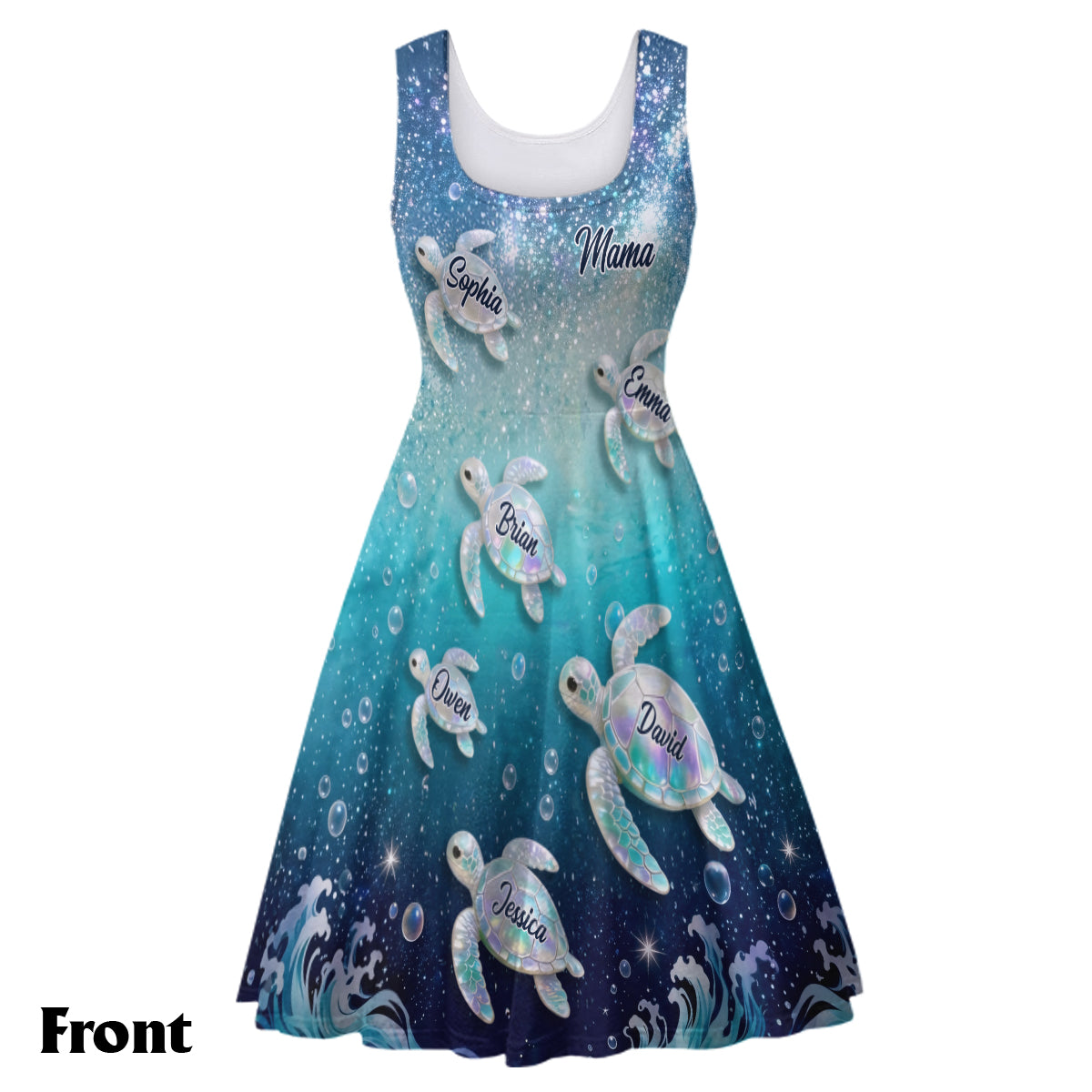 Best Mom Ever - Personalized Turtle Sleeveless Dress