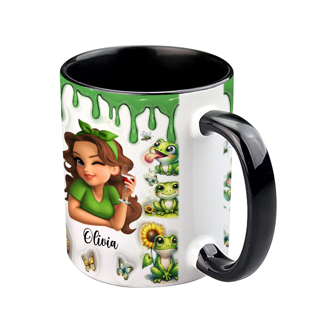 I Like Frogs & Maybe 3 People - Personalized Frog Accent Mug