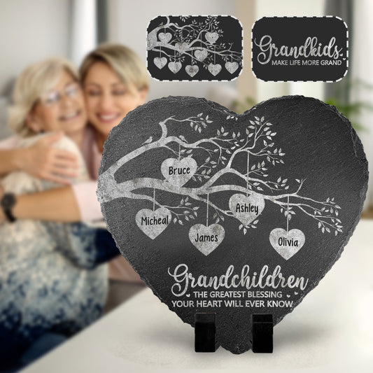 Grandkids Make Life More Grand Hearts - Personalized Grandma Heart Shaped Stone