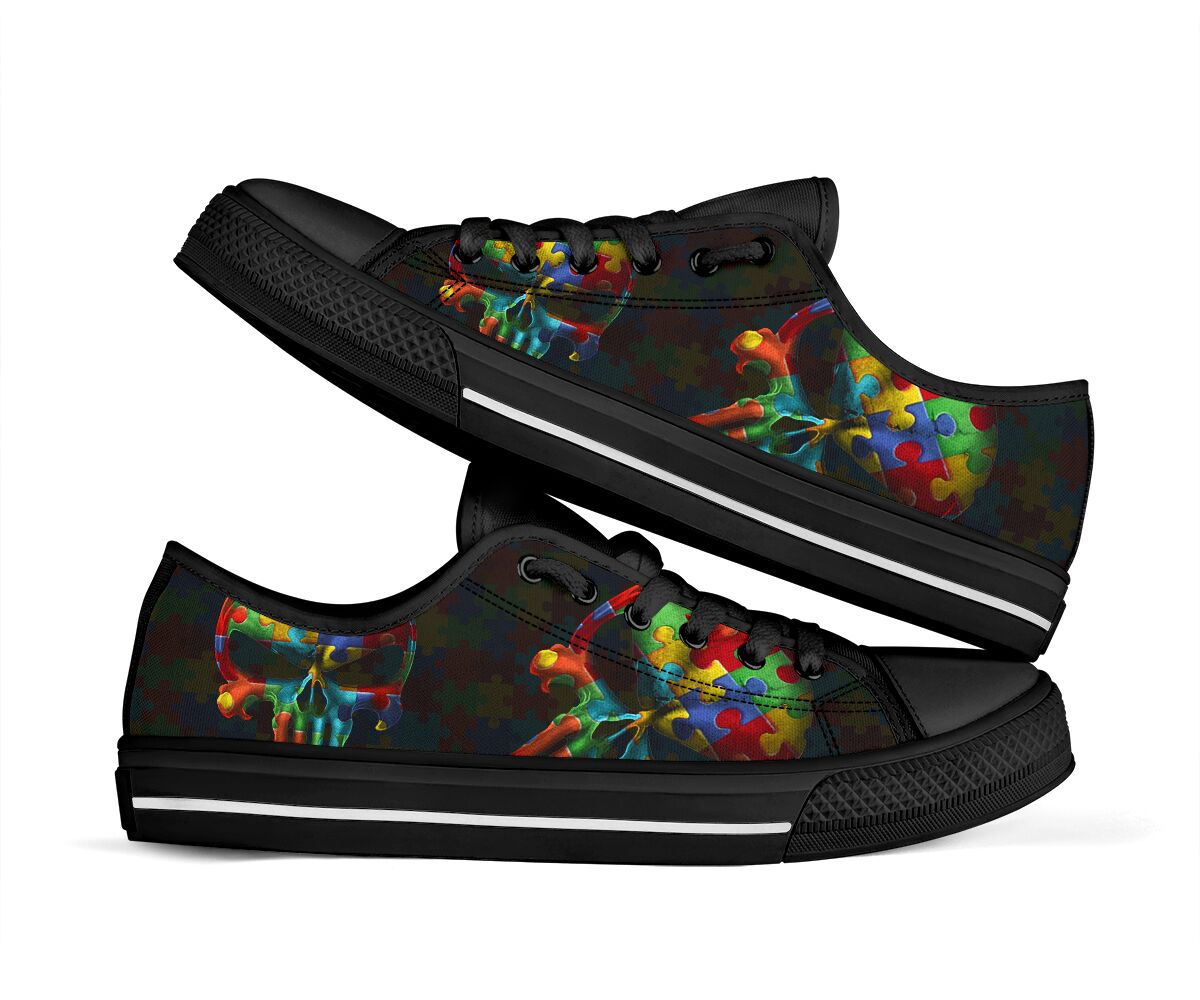 Autism Punisher Skull Autism Awareness Low Top Shoes 0622