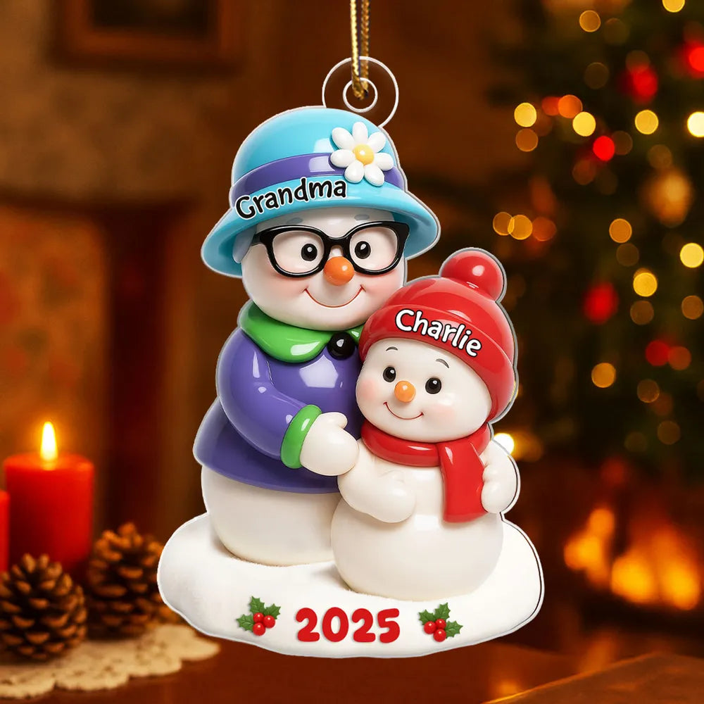 Heartwarming Grandma and Grandkid Acrylic Ornament, Christmas Tree Decoration with Personal Touch