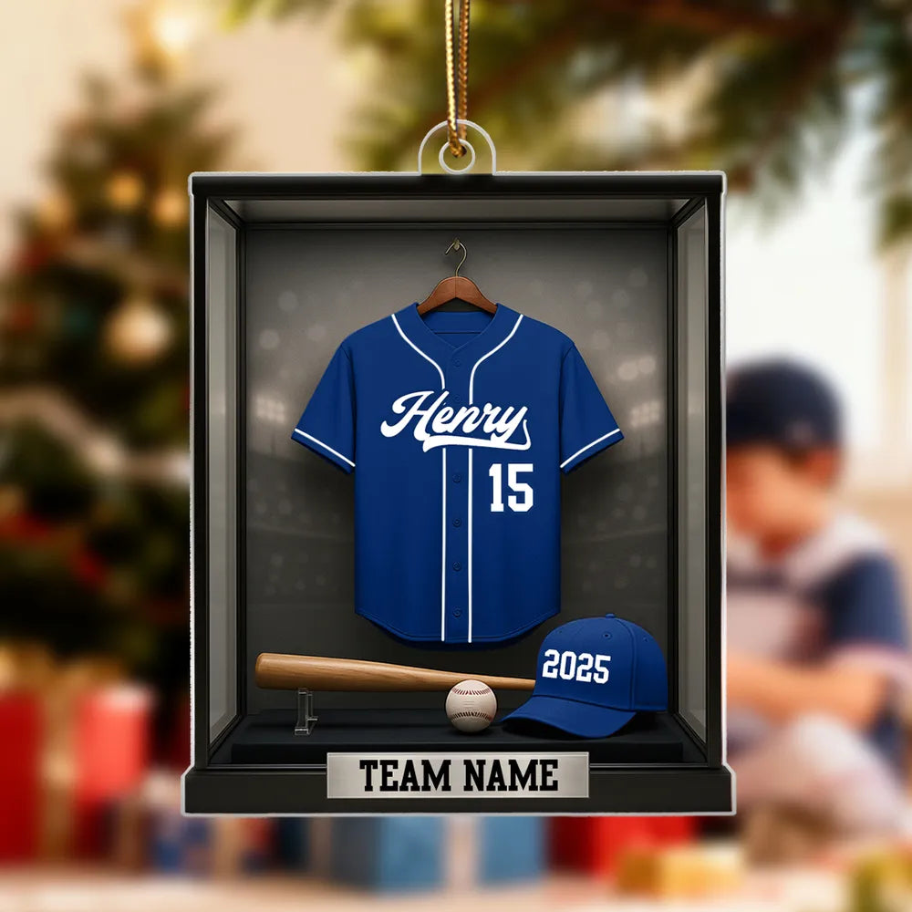 Acrylic Ornament Baseball Jersey Shadow-Box Look for Christmas Tree, Stadium Lights Vibe, Unique Gift for Players, Sons, Daughters, Grandkids