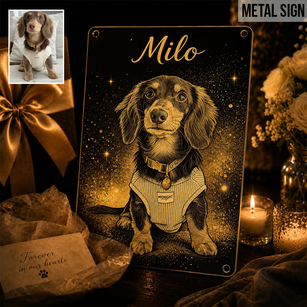 Forever In Our Hearts - Personalized Dog Cut Metal Sign