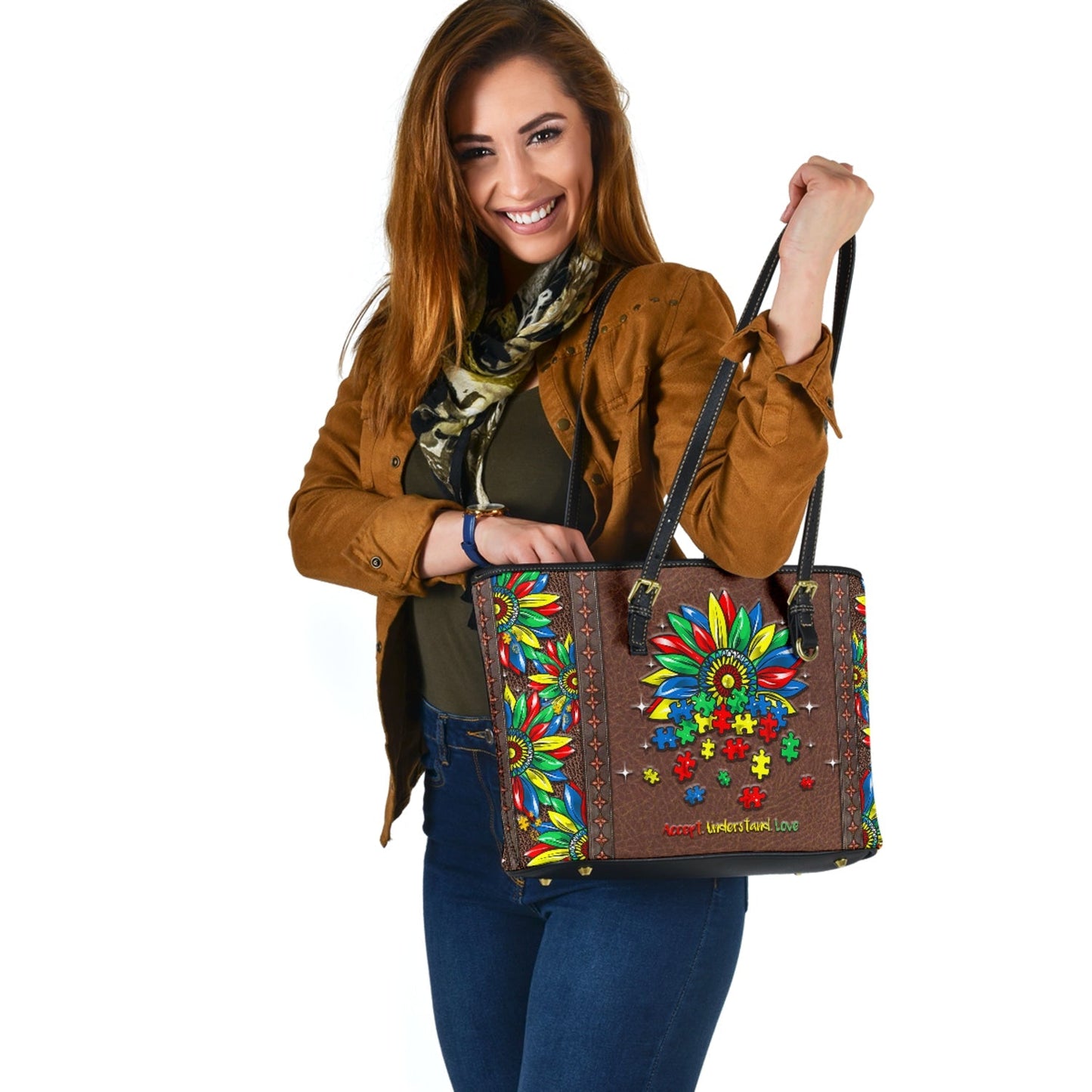 Accept Understand Love Autism Awareness Leather Bag 0622