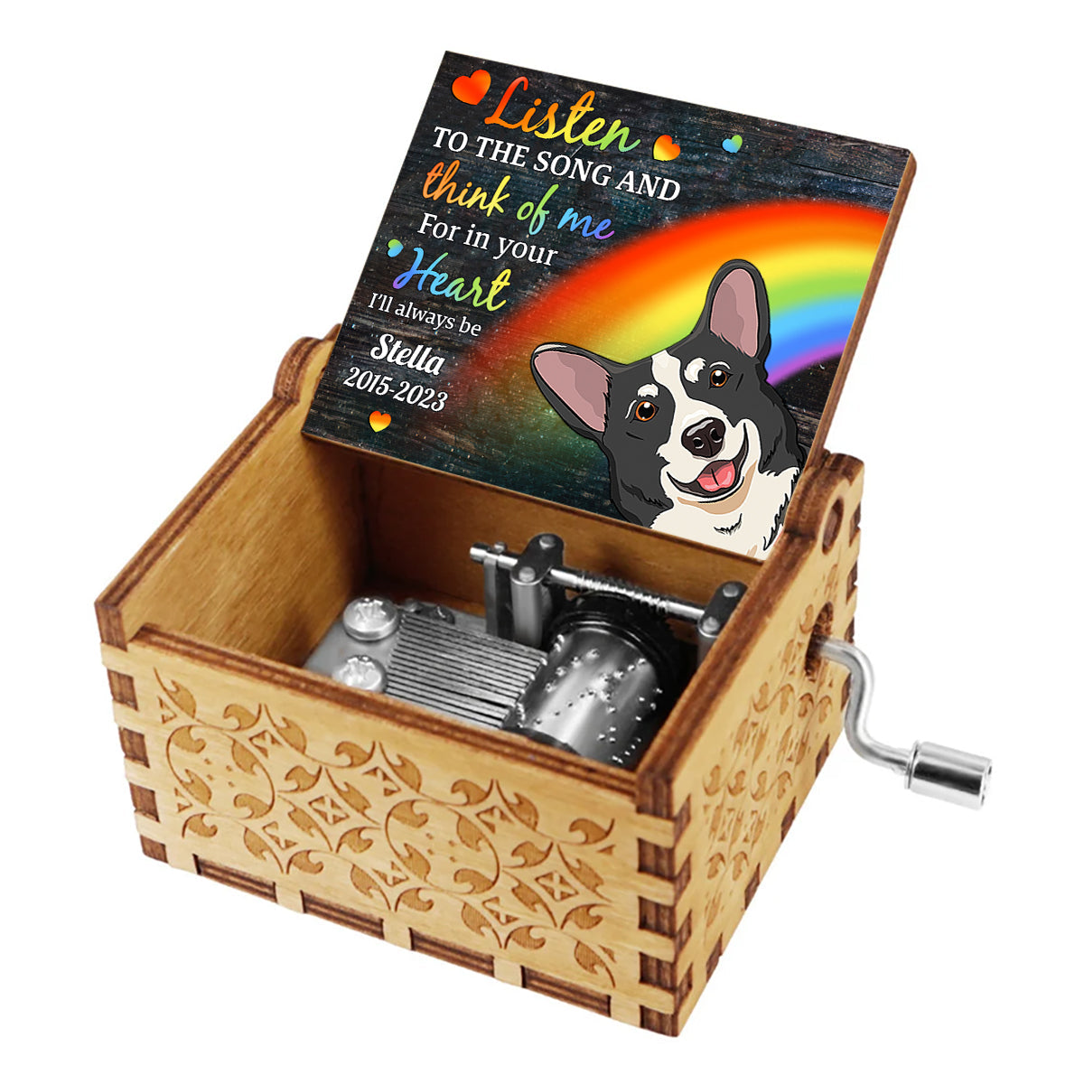 Listen To The Song - Personalized Dog Hand Crank Music Box