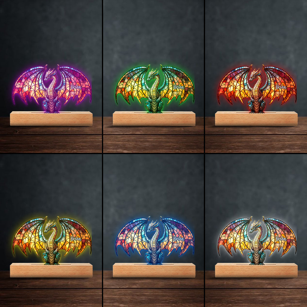 Colorful Dragon - Personalized Dragon Shaped Plaque Light Base