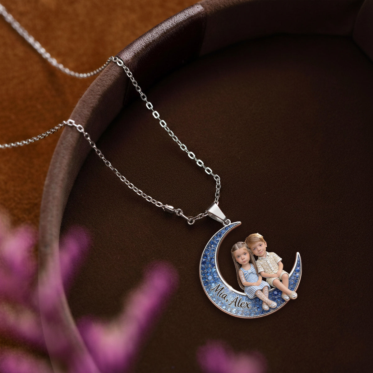 I Love You Mom - Personalized Mother Shaped Metal Pendant Necklace