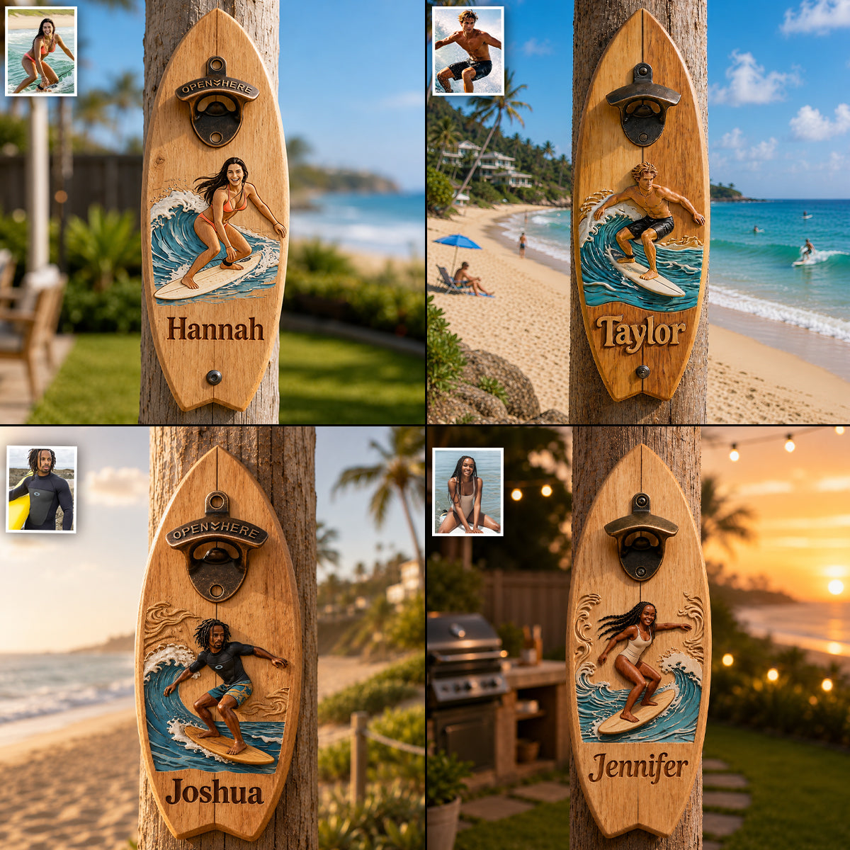 Beach Lover - Personalized Surfing Wall Bottle Opener