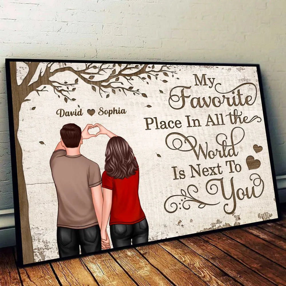 Custom Couple Poster - "My Favorite Place is Next to You" | Perfect Romantic Gift for Couples
