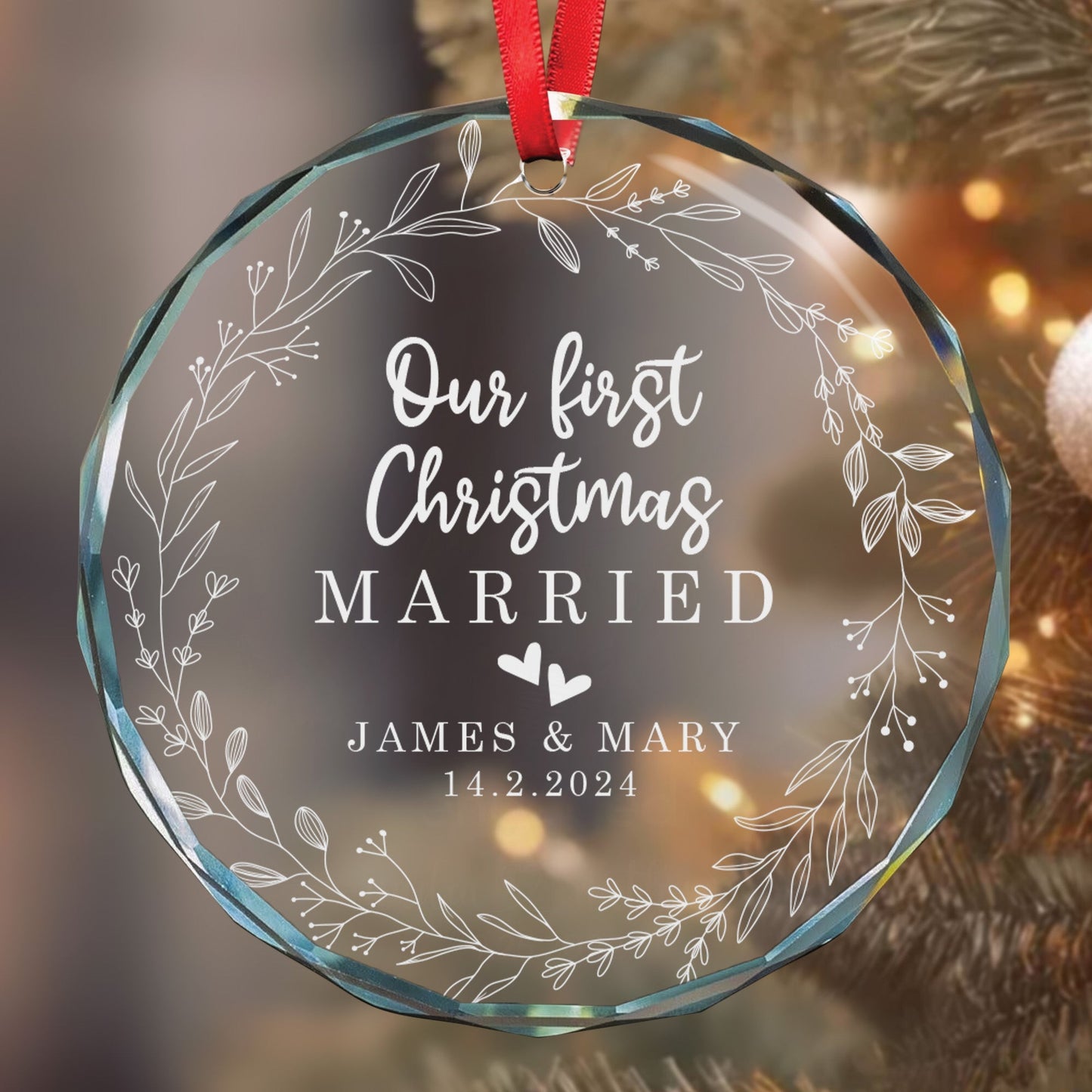 Crystal Ornament for First Christmas Married | Heartfelt Keepsake & Ideal Gift for Newlyweds