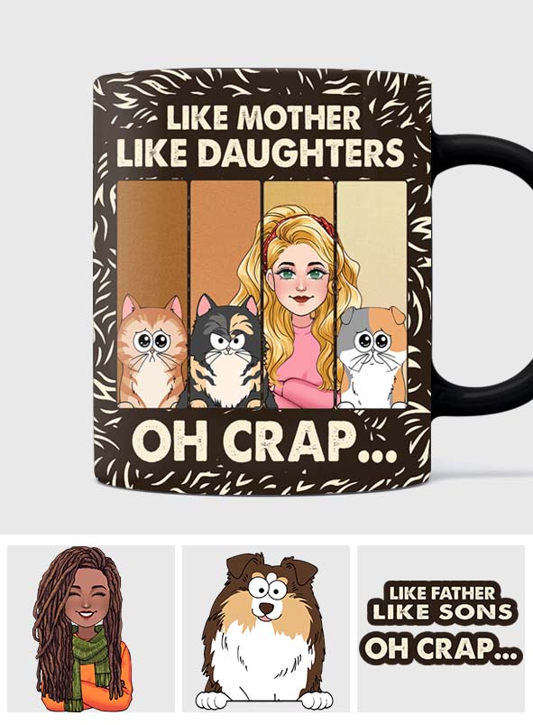 Like Mother Father Like Daughter Son Cats Dogs Pet Lover - Personalized Cat Mug