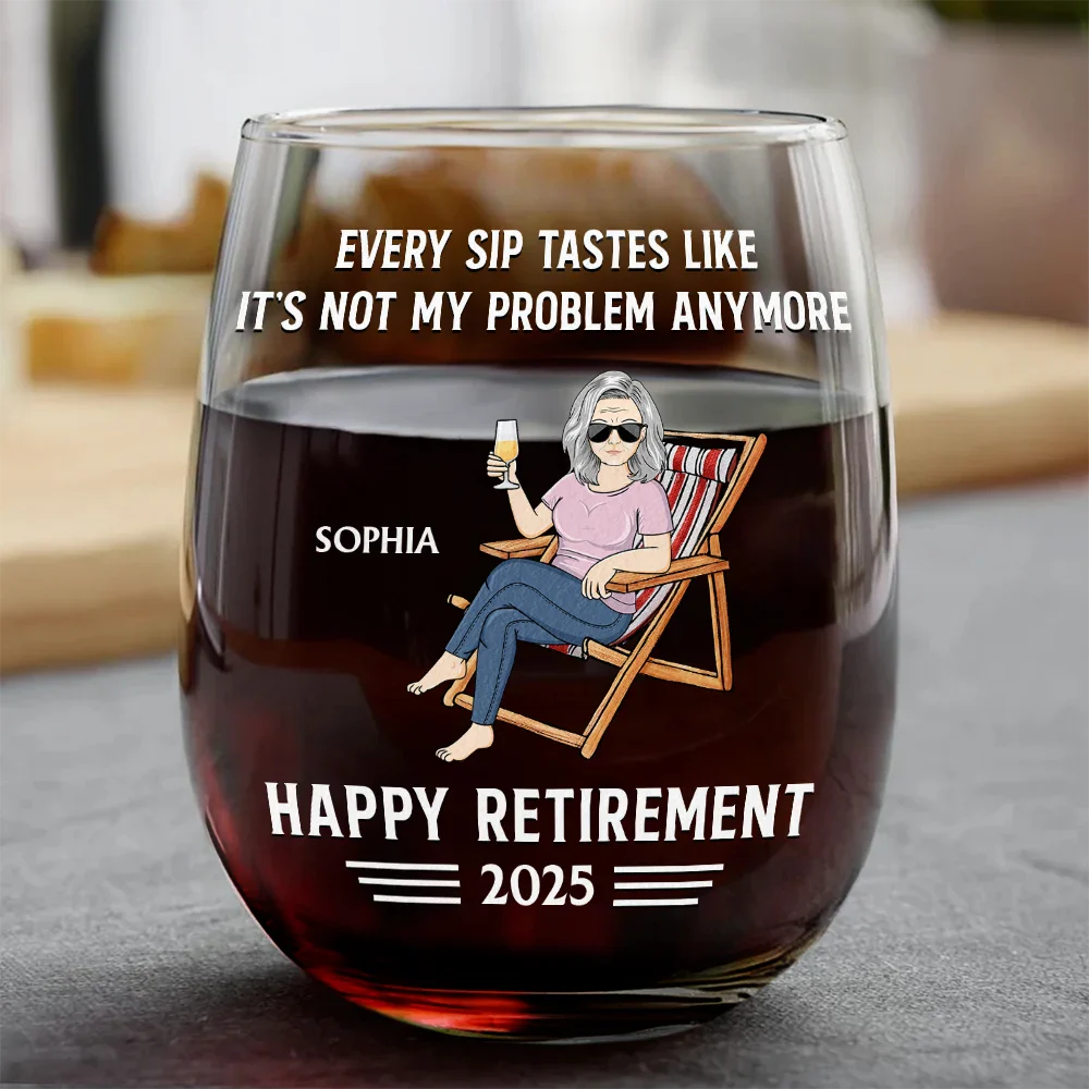 Personalized Retirement Wine Glass – Custom Gift for Retirees