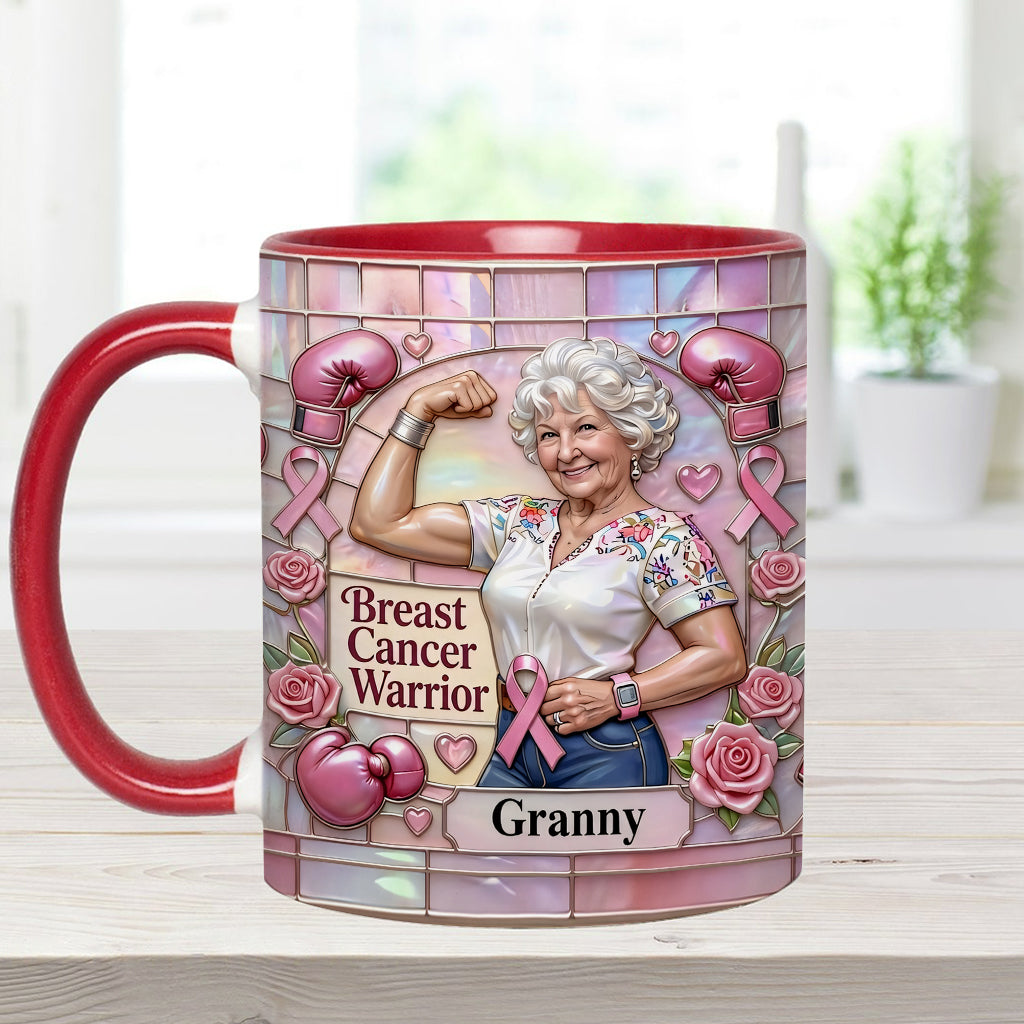 I'm A Warrior - Personalized Breast Cancer Awareness Accent Mug & Coaster
