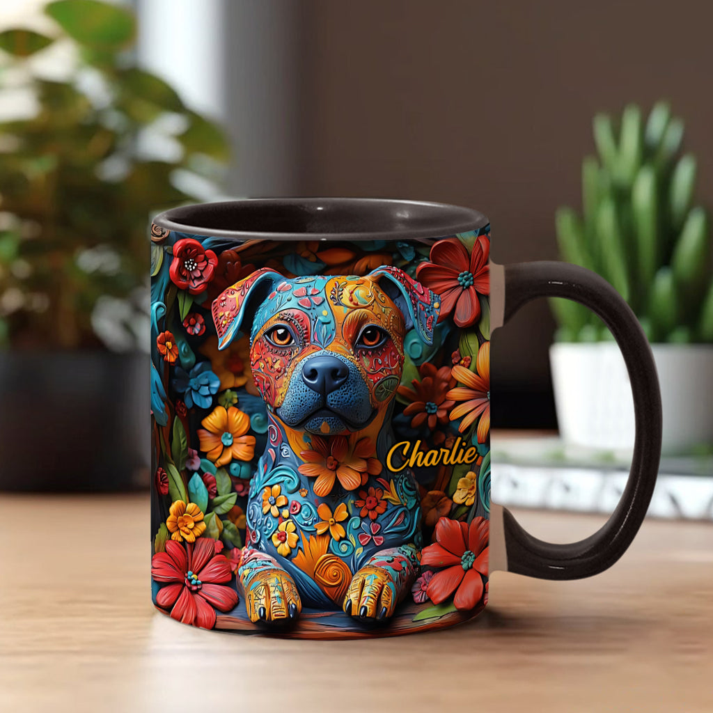 Colorful Pit Bull Dreams - Personalized Dog Accent Mug