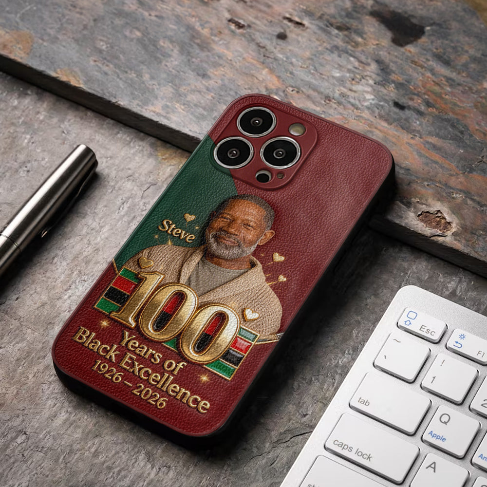 100 Years Of Black Excellence - Personalized African American Leather Phone Case