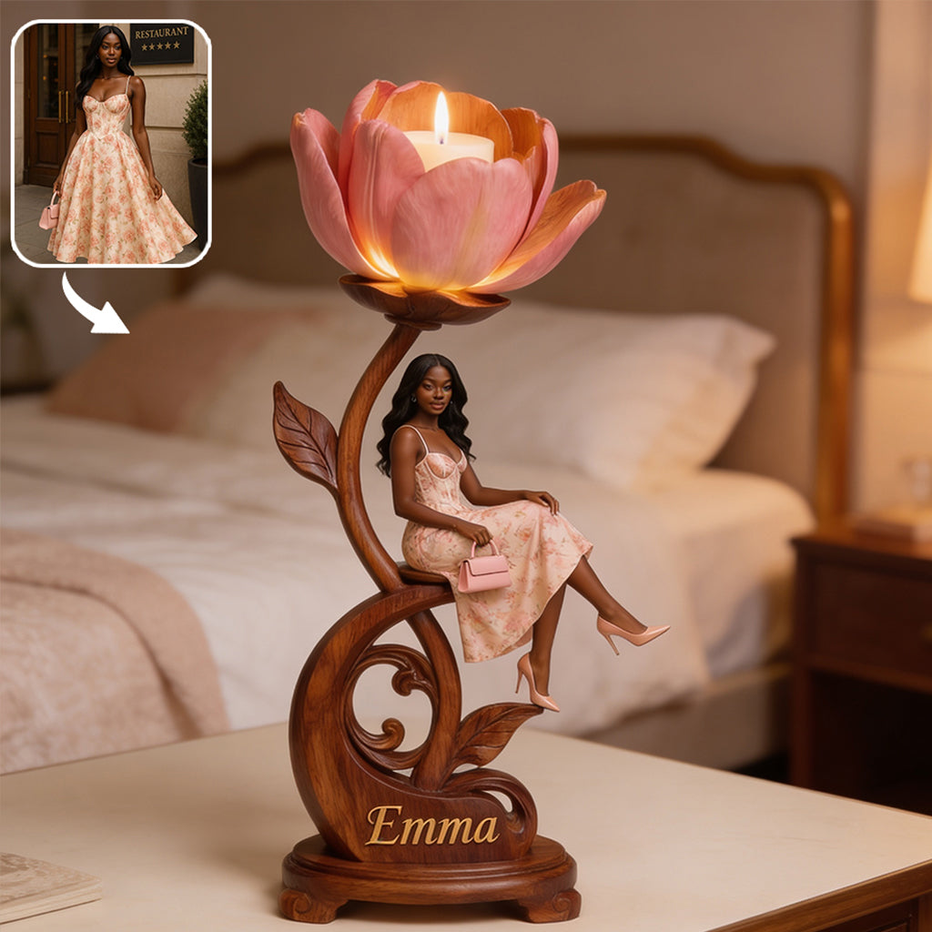 Light Yourself With Love - Personalized Self Love Custom Shape Wooden Candle Holder