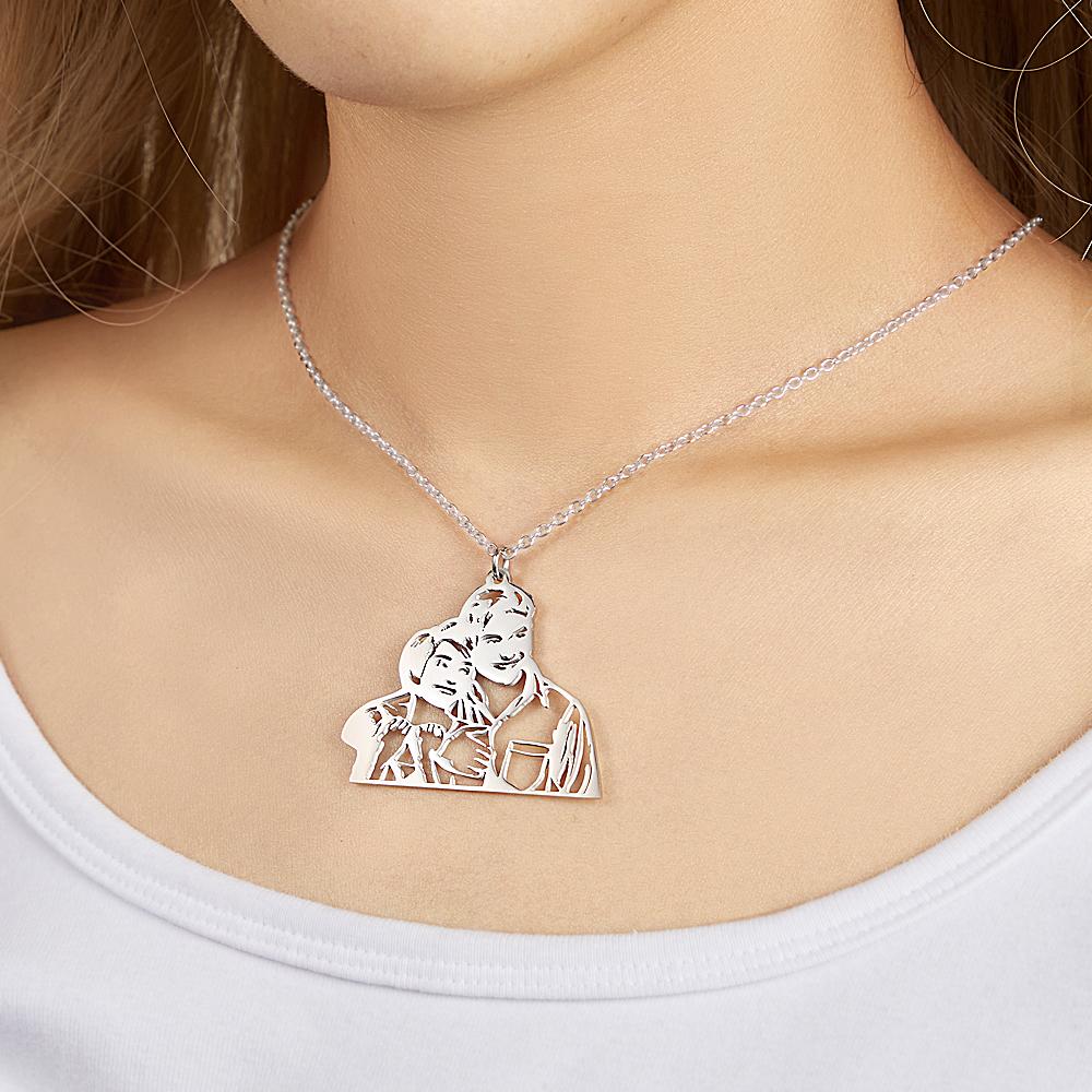 Custom Photo Line Art - Personalized Photo Necklace