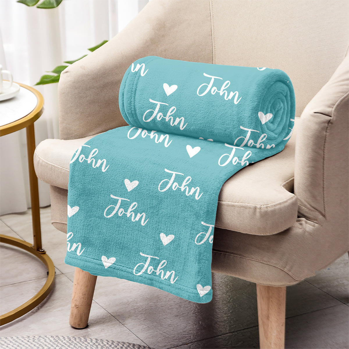 Custom Name Heart Pattern - Personalized Kid Blanket