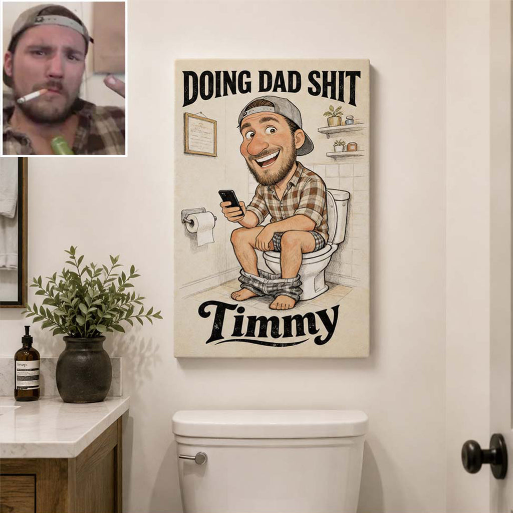Funny Caricature Gift For Dad - Personalized Father Canvas And Poster