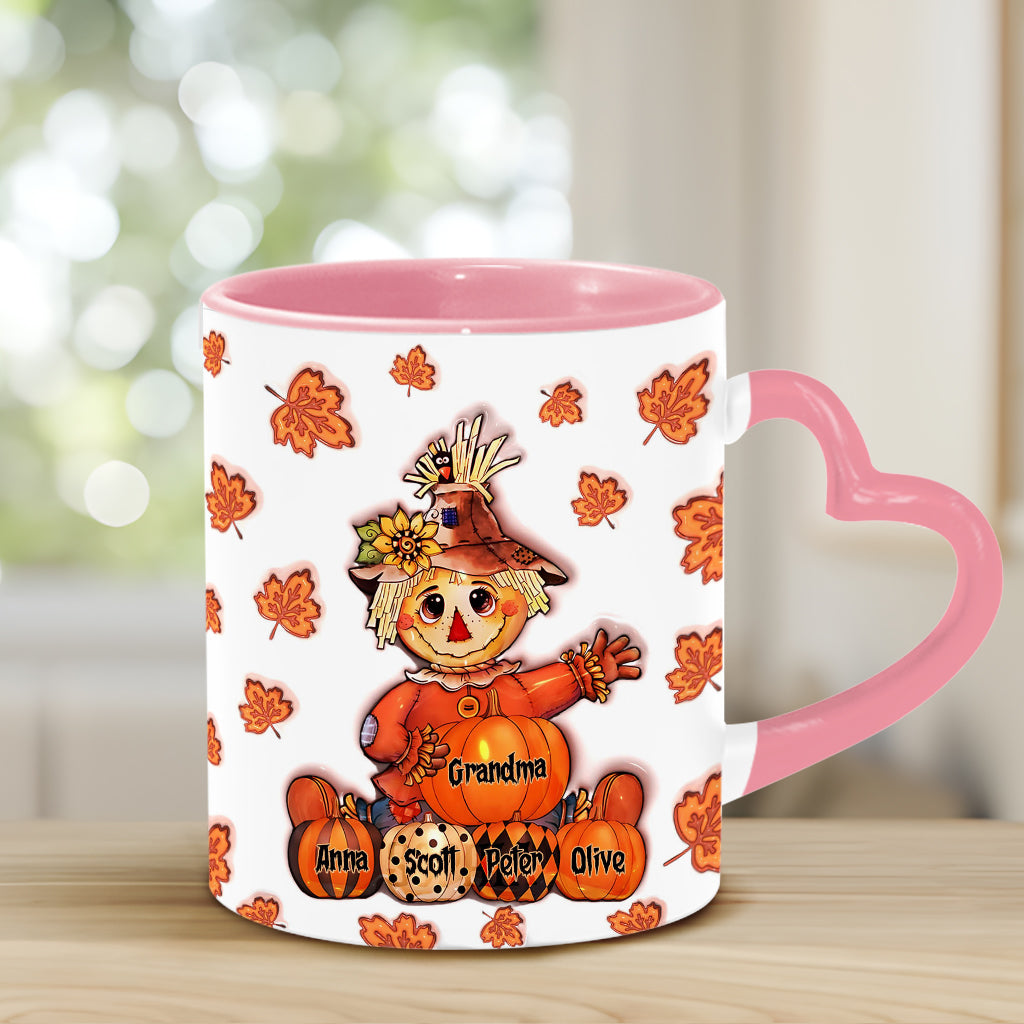 Grandma Fall - Personalized Grandma Heart Handle Mug