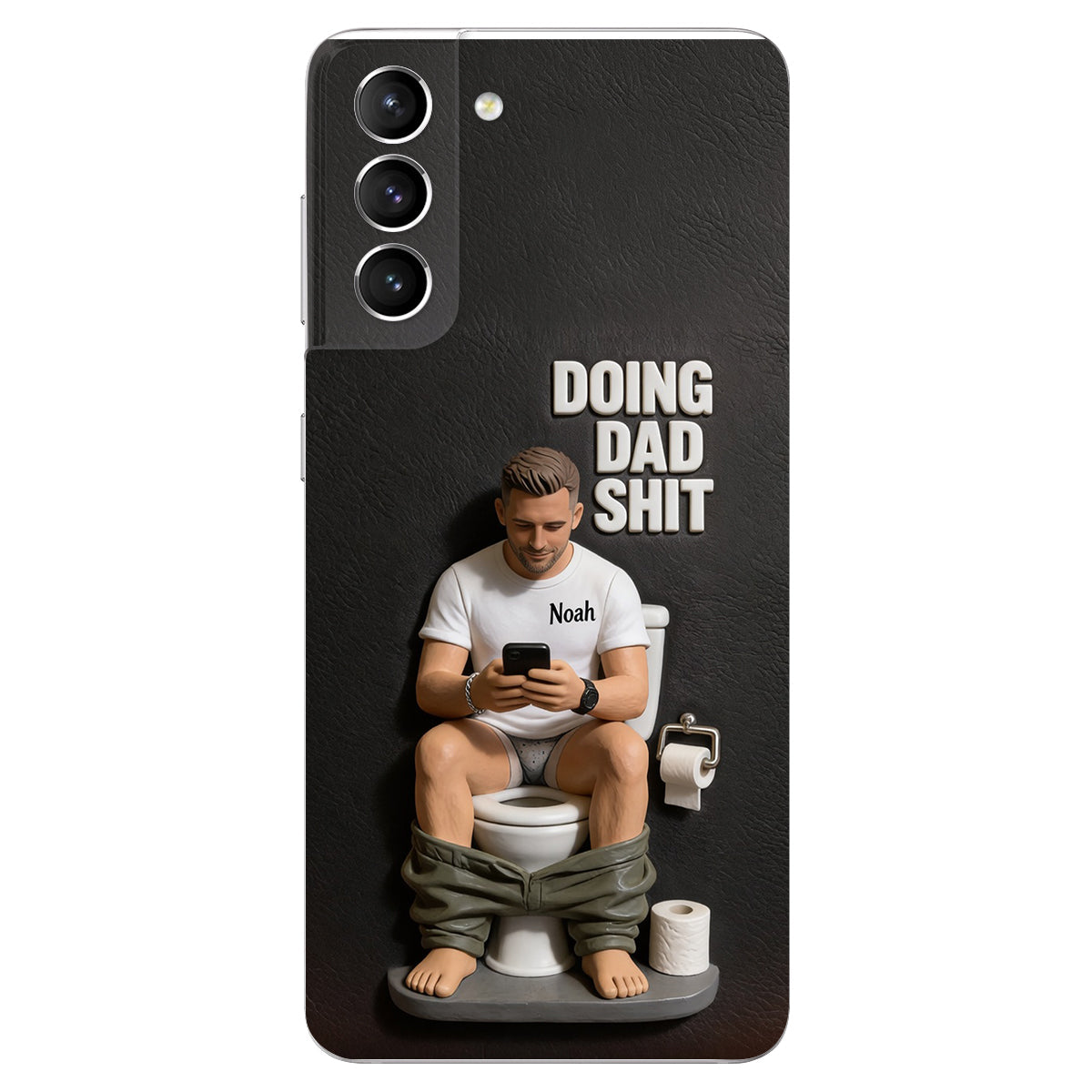 Doing Dad Shit - Personalized Father 3D Embossed Leather Phone Case