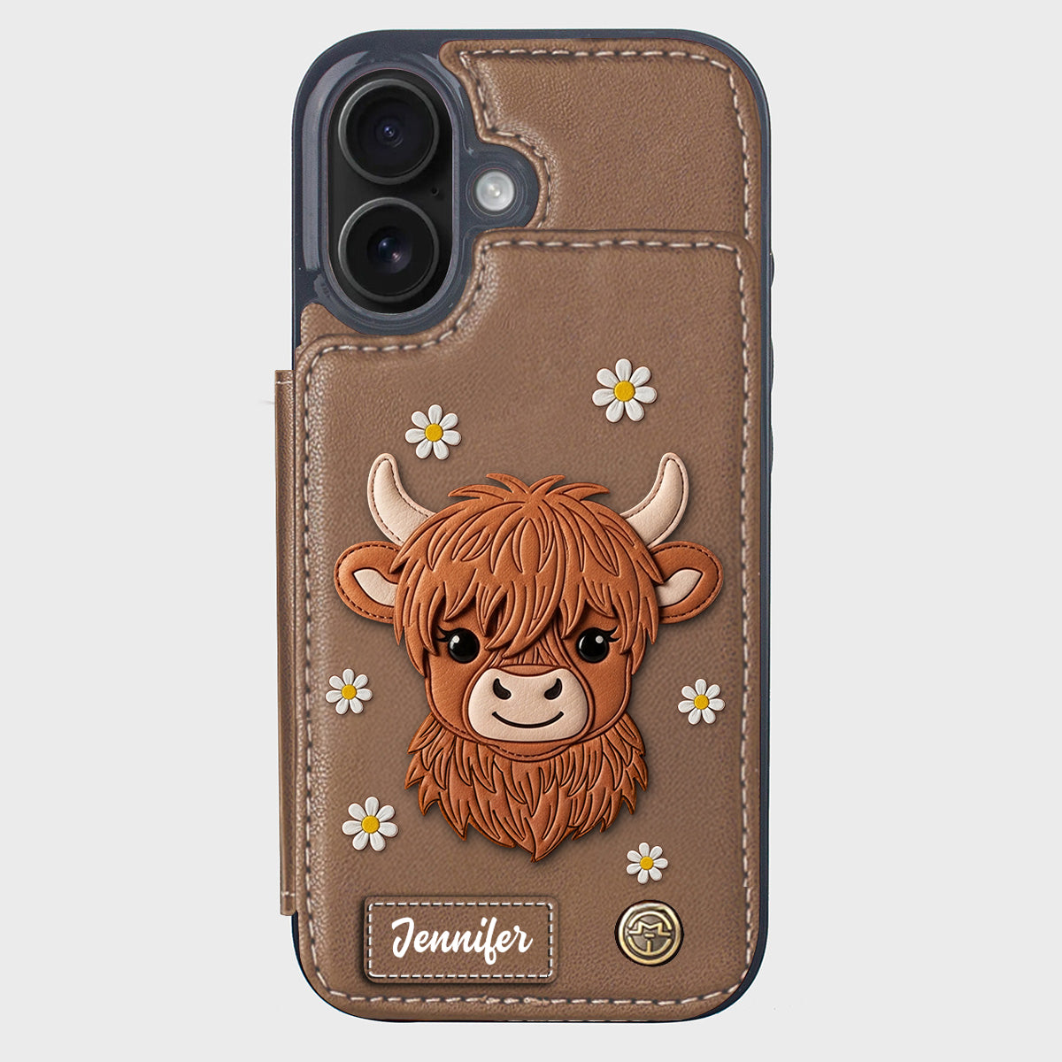 Adorable Highland Cow - Personalized Highland Cow Wallet Phone Case