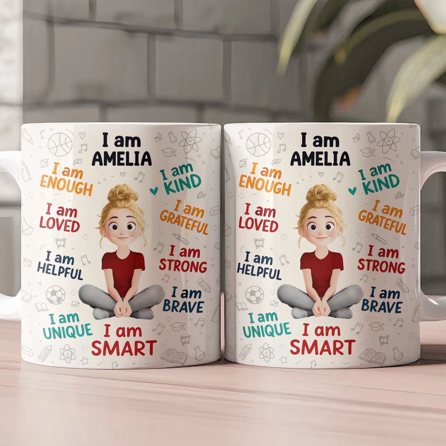Personalized Kids Affirmation Mug – Cute Cartoon Character, Daily Confidence Boost Gift for Children