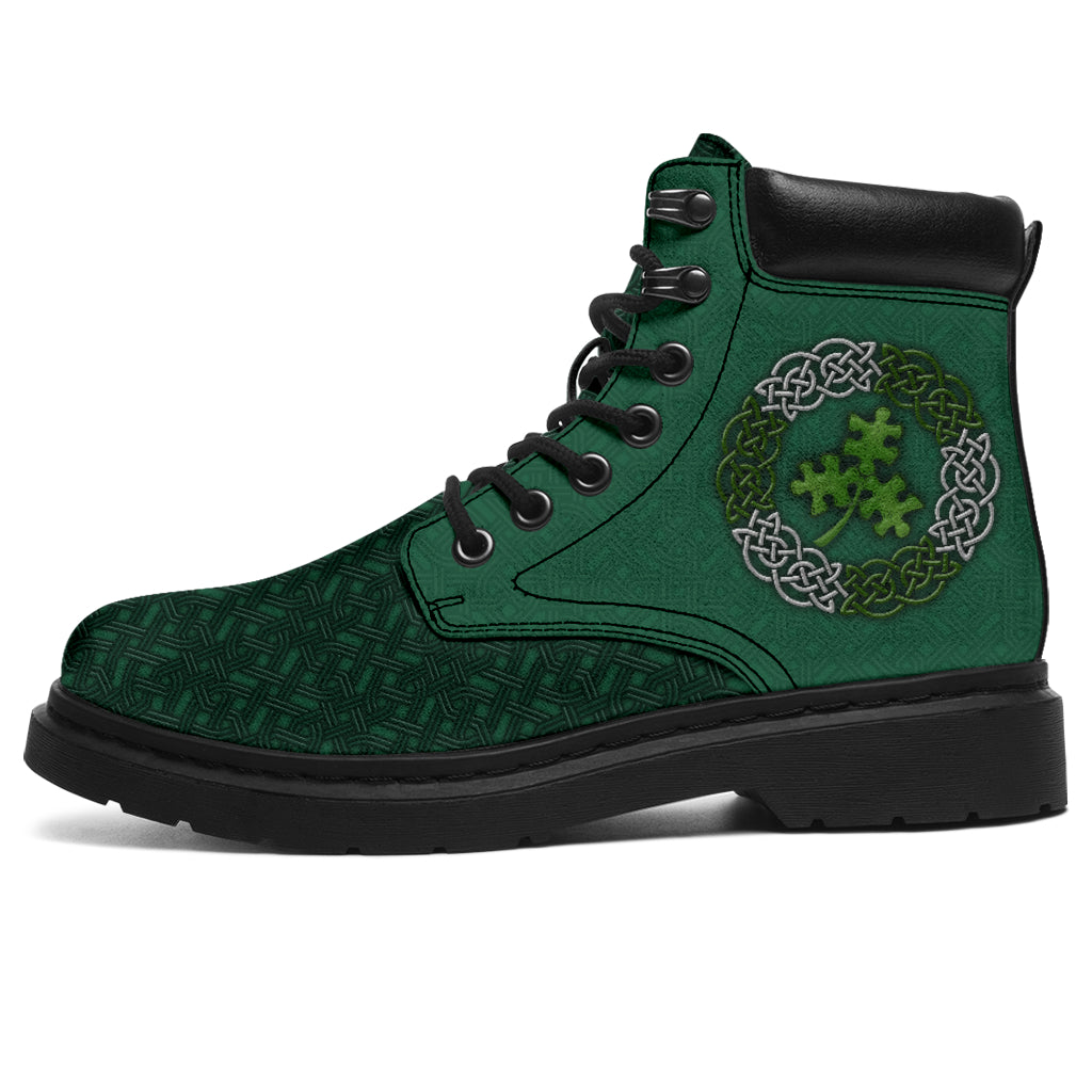 Clover Puzzle Celtic Autism Awareness All Season Boots 0622