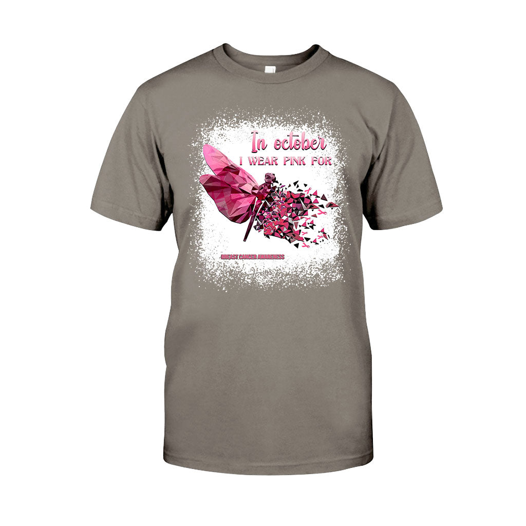 In October I Wear Pink Dragonfly Polygonal - Breast Cancer Awareness Personalized T-shirt And Hoodie