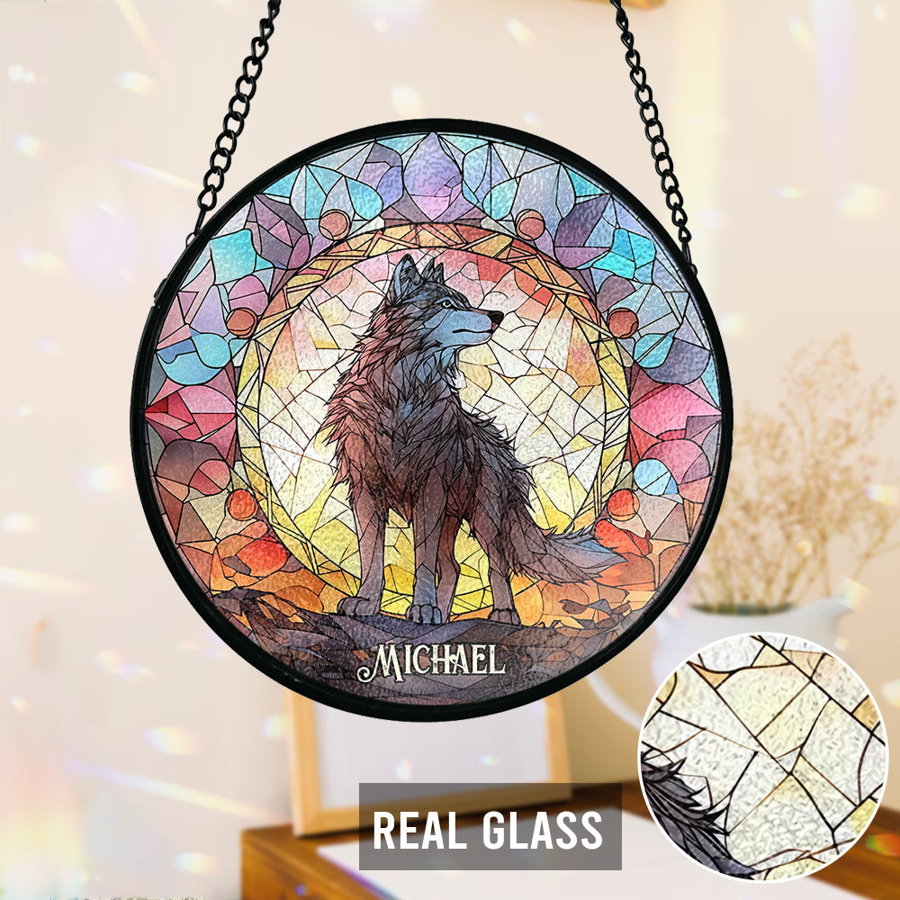 Fierce Spirit - Personalized Wolf Stained Glass Suncatcher