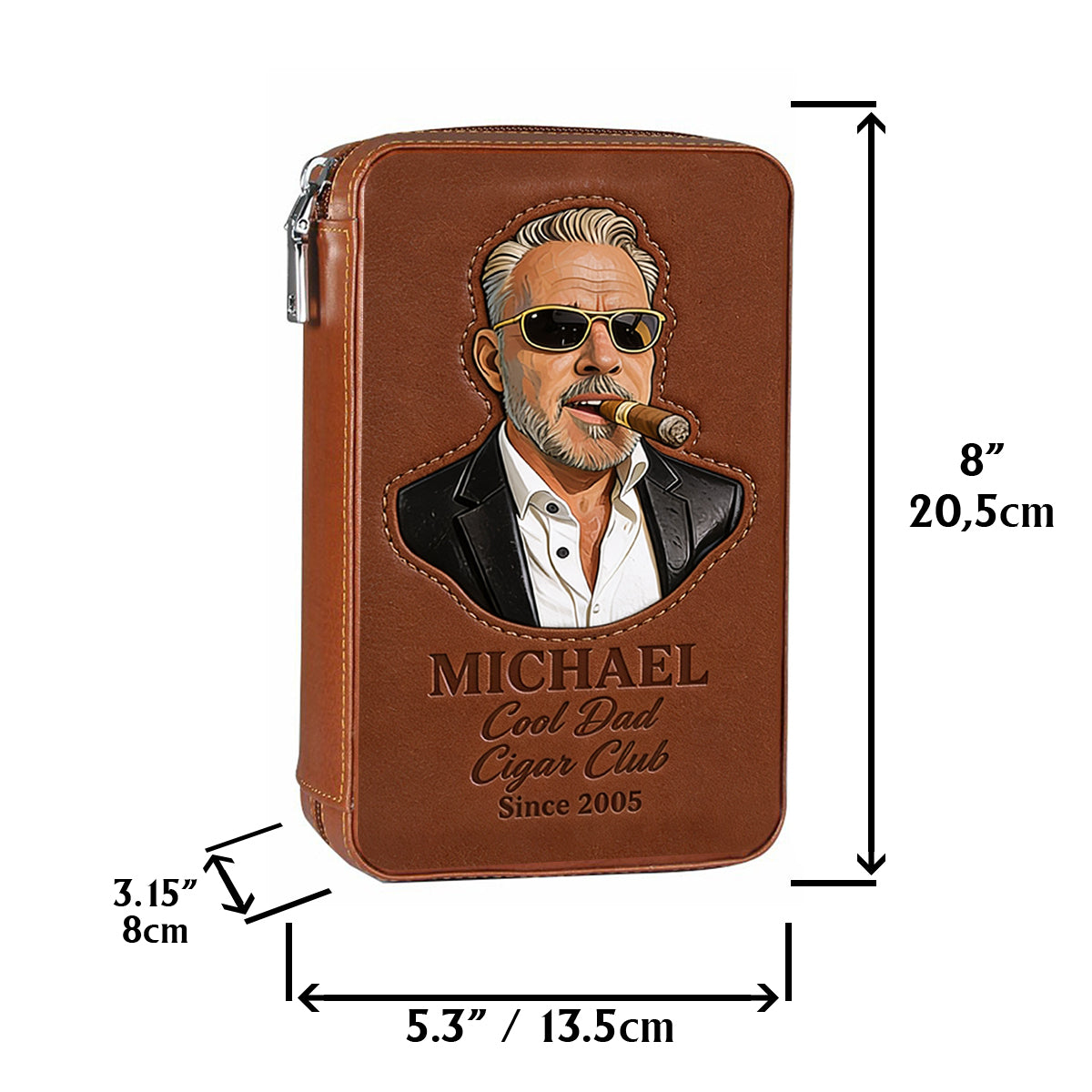 Dad Loves Cigars - Personalized Father Travel Cigar Humidor Case