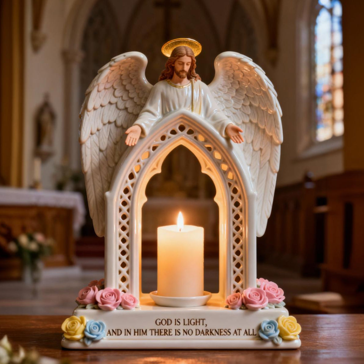 God Is Light - Personalized Christian Candle Holder Sign