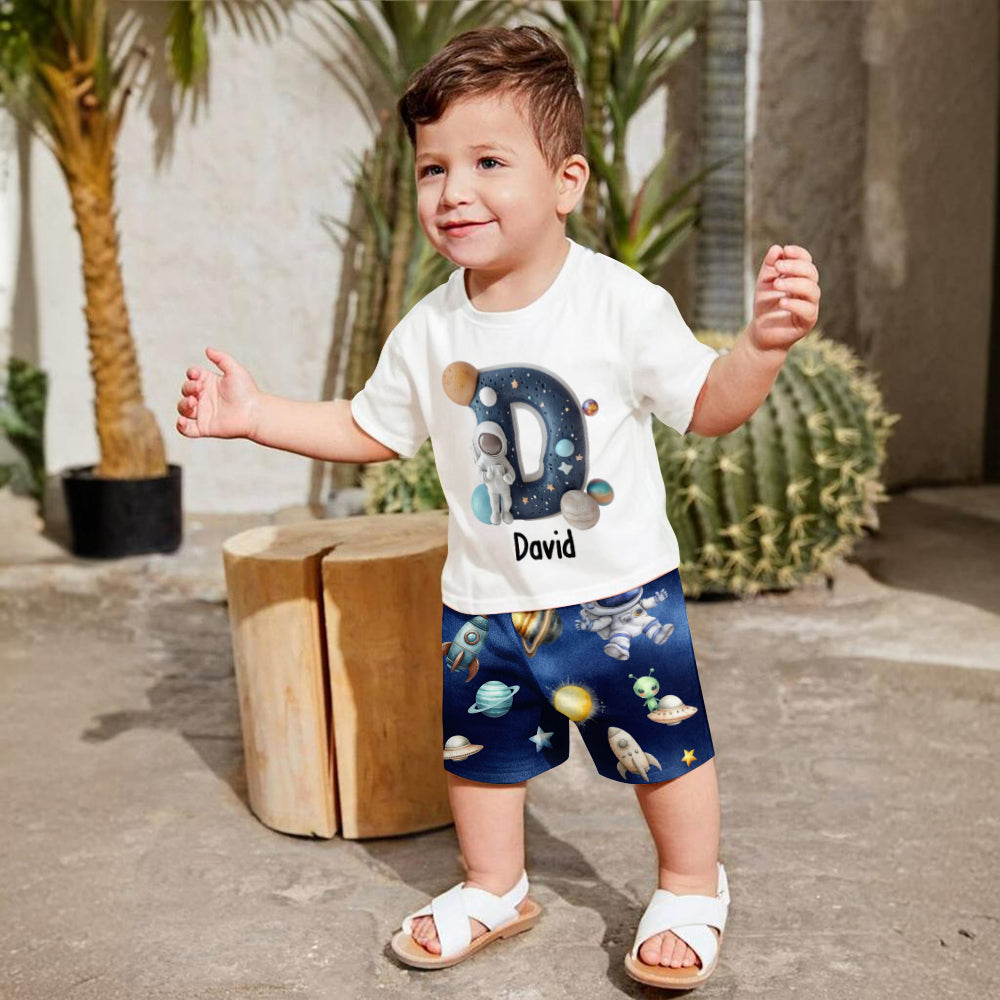 Cool Space Alphabet - Personalized Kid T-shirt & Shorts
