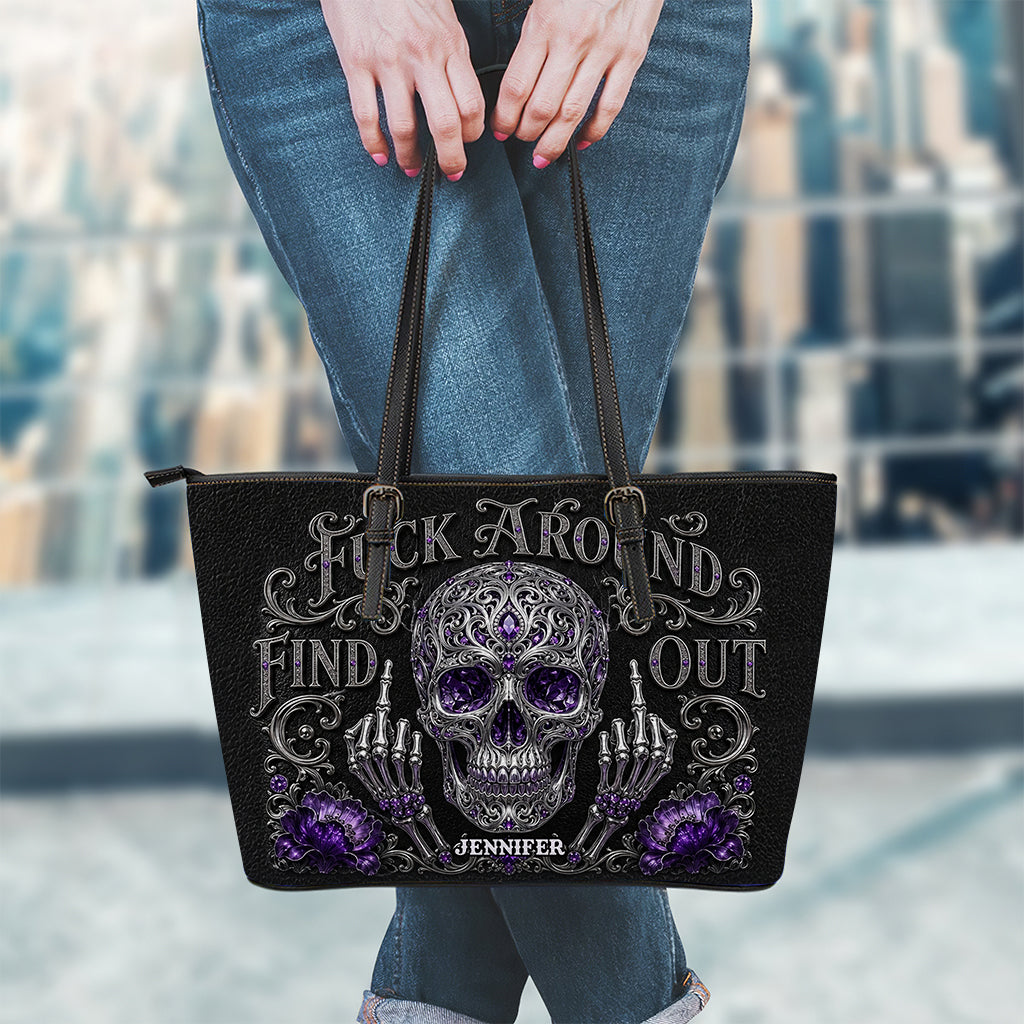 F*ck Around & Find Out - Personalized Skull Leather Bag