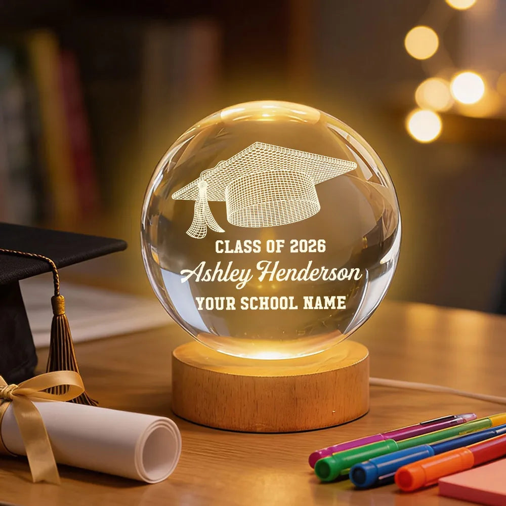Class Of Graduation Globe Lamp Night Light, Personalized Warm Glow Desk Display, Thoughtful Gift for Grad