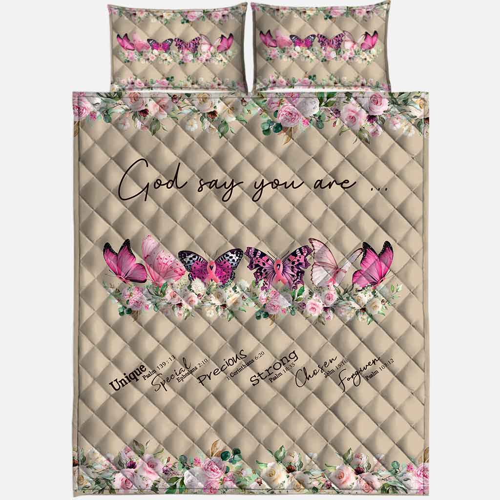 God Says You Are  - Breast Cancer Awareness Quilt Set 072021