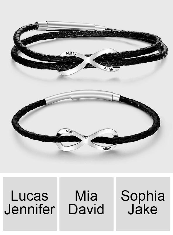 Any Names - Personalized Couple Infinity Sign Bracelet