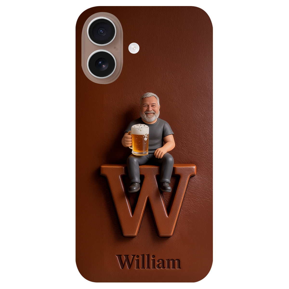 Custom Any Photo - Personalized Beer 3D Embossed Leather Phone Case