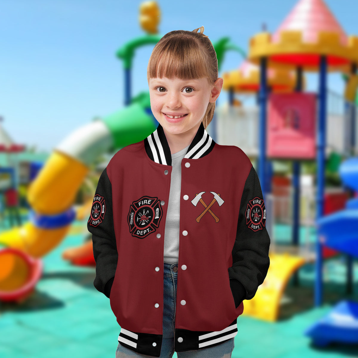 Custom Initial Jacket For Firefighter - Personalized Firefighter Varsity Jacket