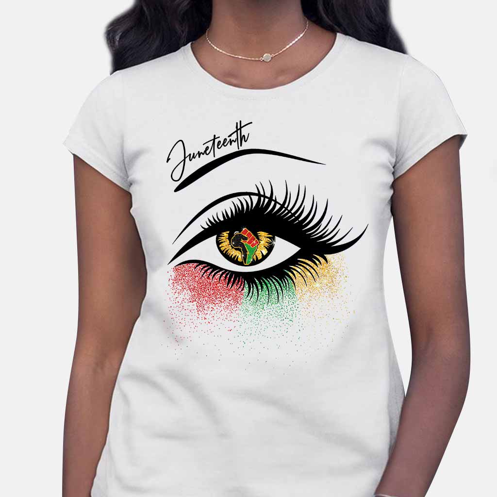 Juneteenth - African American T-shirt and Hoodie With Faux Glitter Print 112021