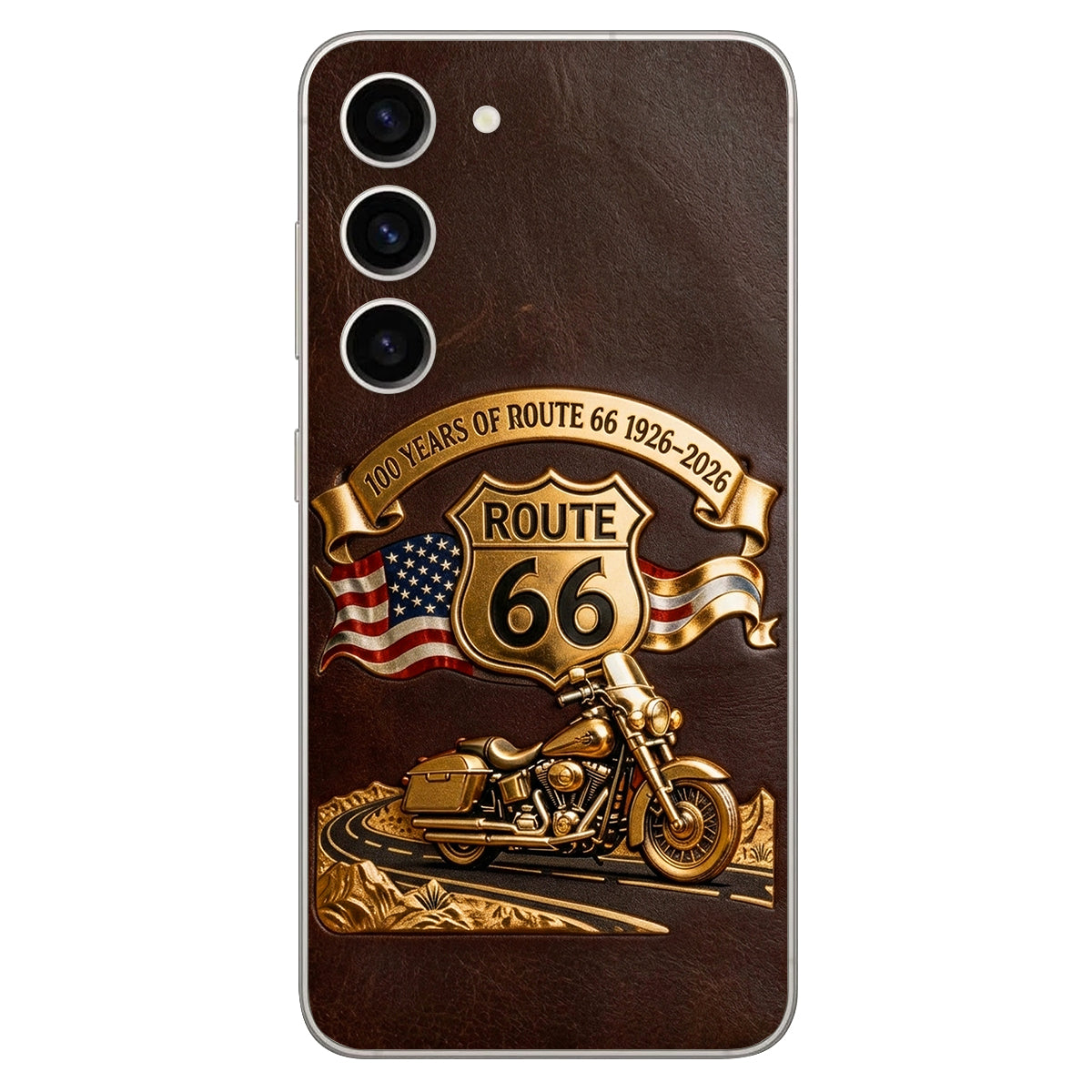 100 Years Of Route Personalized Gifts For Bikers - Personalized Biker 3D Embossed Leather Phone Case