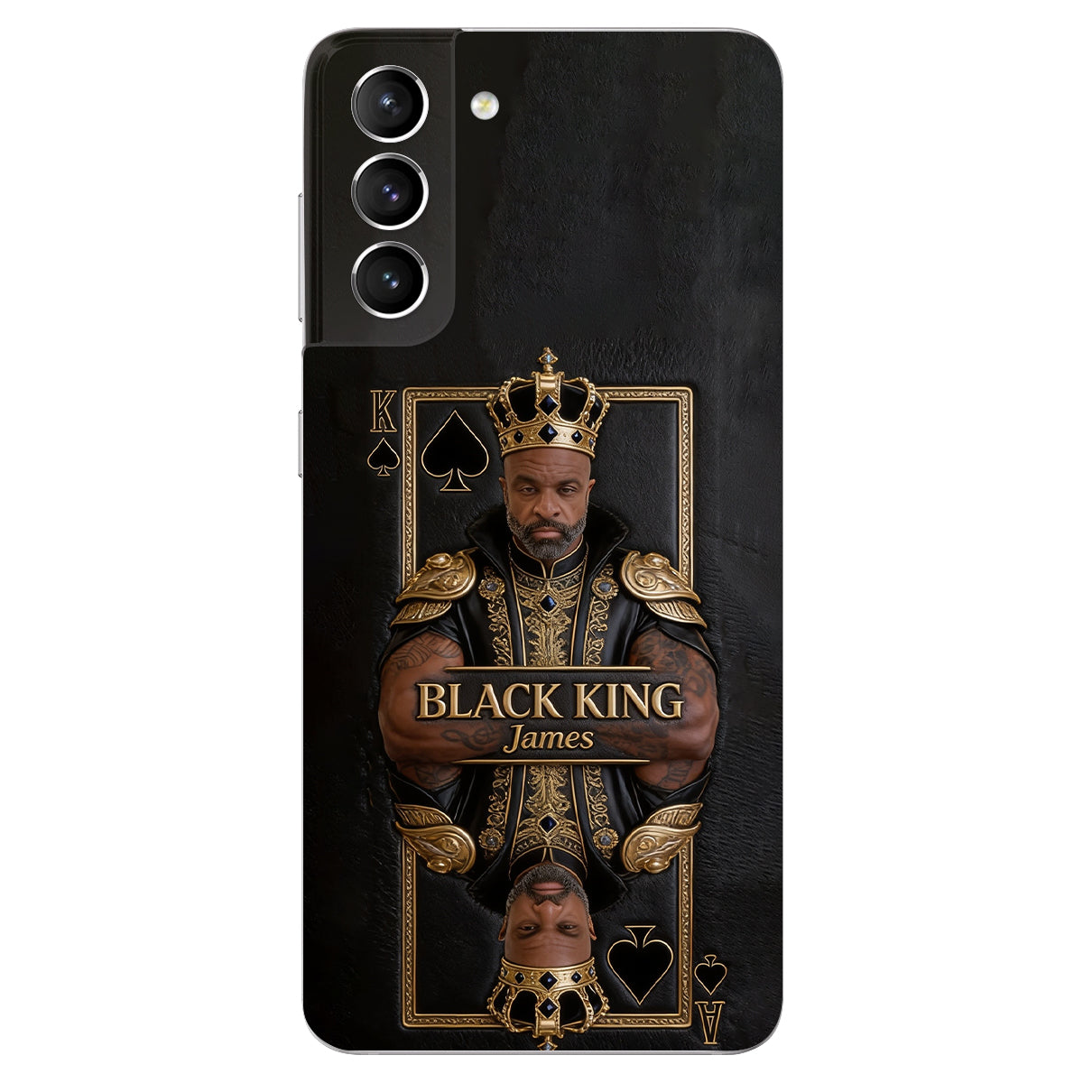 Black King - Personalized African American 3D Embossed Leather Phone Case