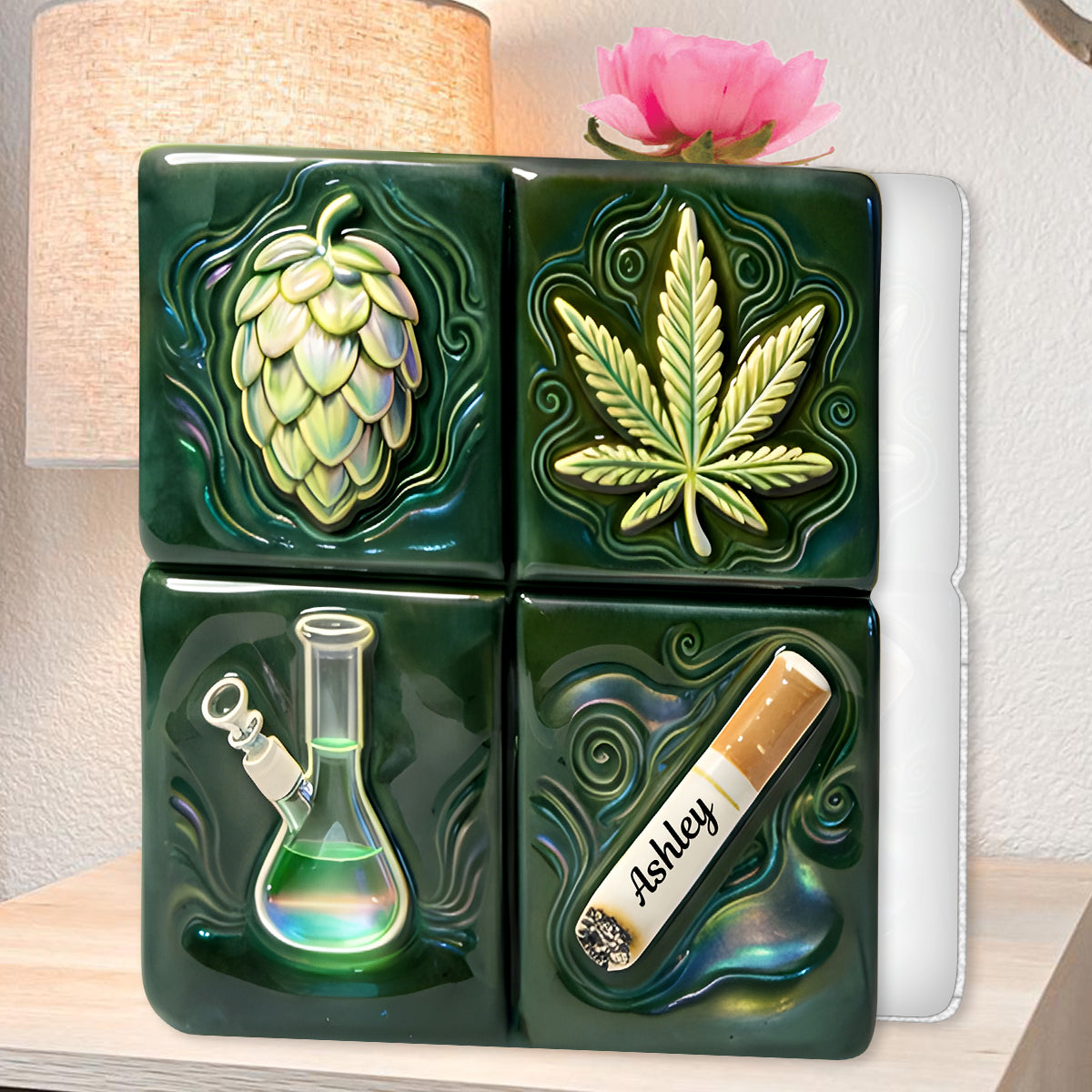 Green Magic Leaf - Personalized Weed Custom Shape Acrylic Flower Vase