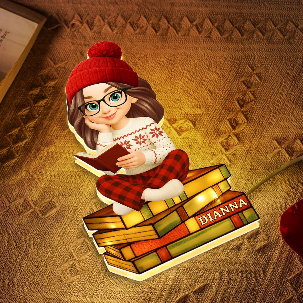 Acrylic Light Box with Reading Girl Design | Cozy Home Decor, Perfect Gift for Book Lovers