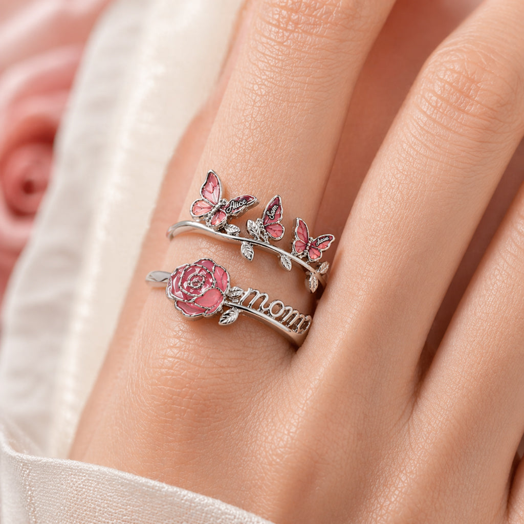 Beautiful Mom Gift - Personalized Mother Adjustable Shaped Ring